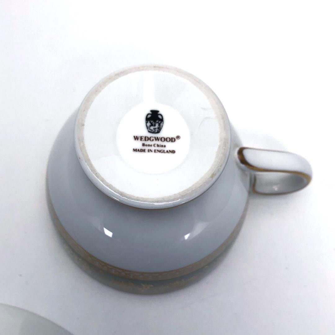 【美品】WEDGWOOD ウェッジウッド／コロンビア セージグリーン コーヒー カップ＆ソーサー／陶器／ホワイト・グリーン・ゴールド