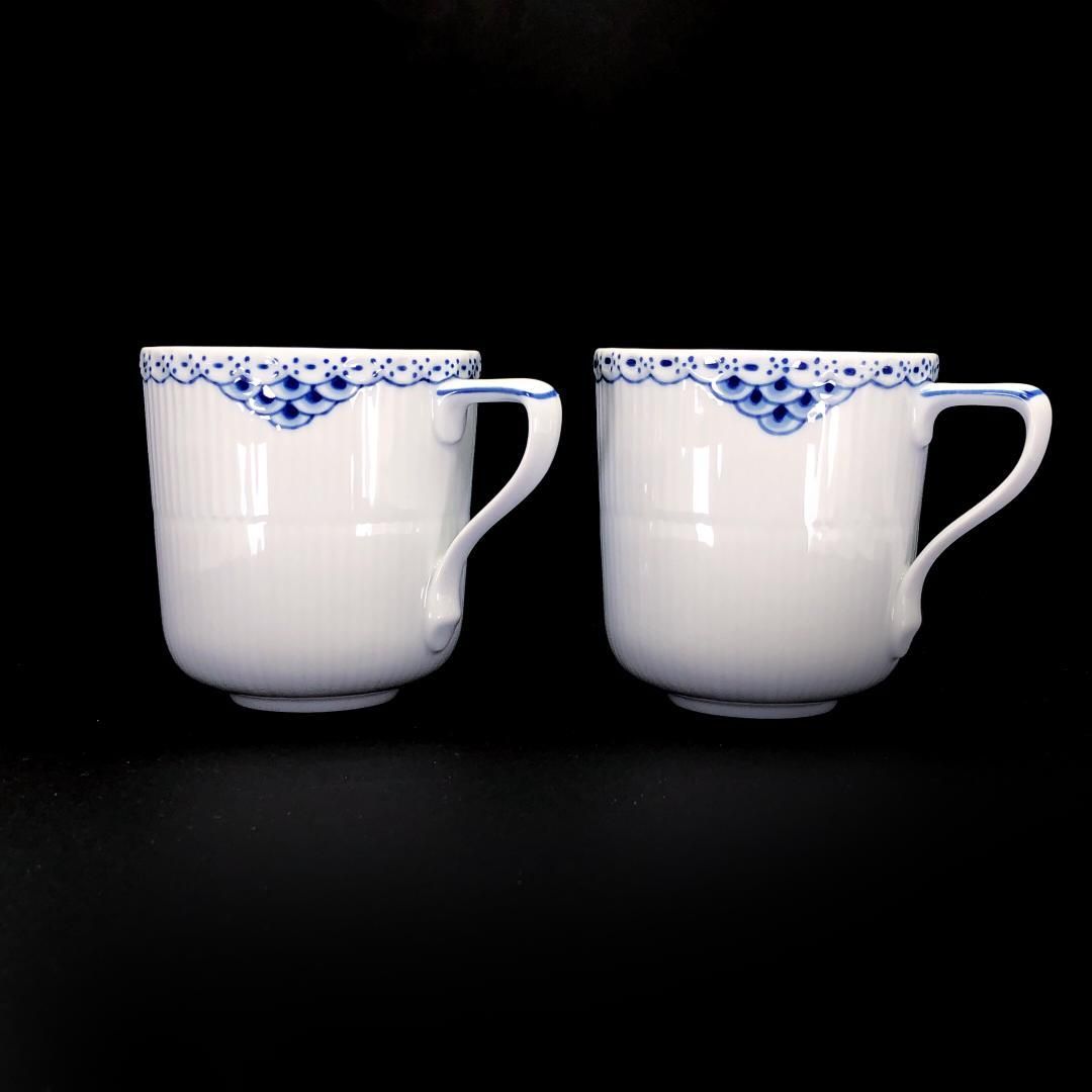 【美品】Royal Copenhagen ロイヤルコペンハーゲン／プリンセスブルー ペア マグカップ／陶器／ホワイト・ブルー