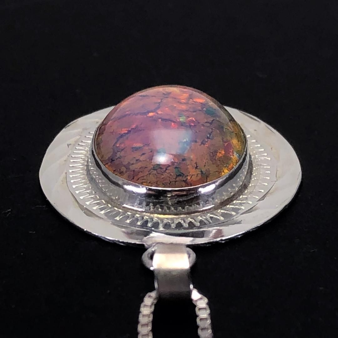 【希少・美品】メキシカンジュエリー／ネックレス／アンモライト・SV925／琥珀色・シルバー