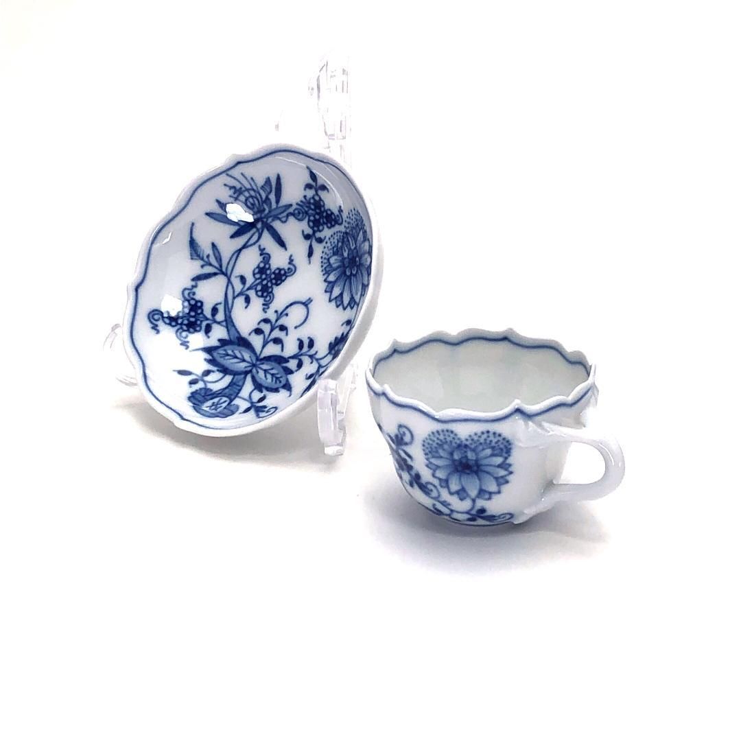 【美品・箱付】meissen マイセン／ブルーオニオン デミタス カップ＆ソーサー／陶器／フォアイト・ブルー