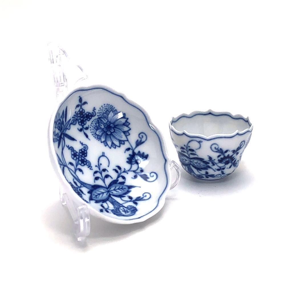 【美品・箱付】meissen マイセン／ブルーオニオン デミタス カップ＆ソーサー／陶器／フォアイト・ブルー