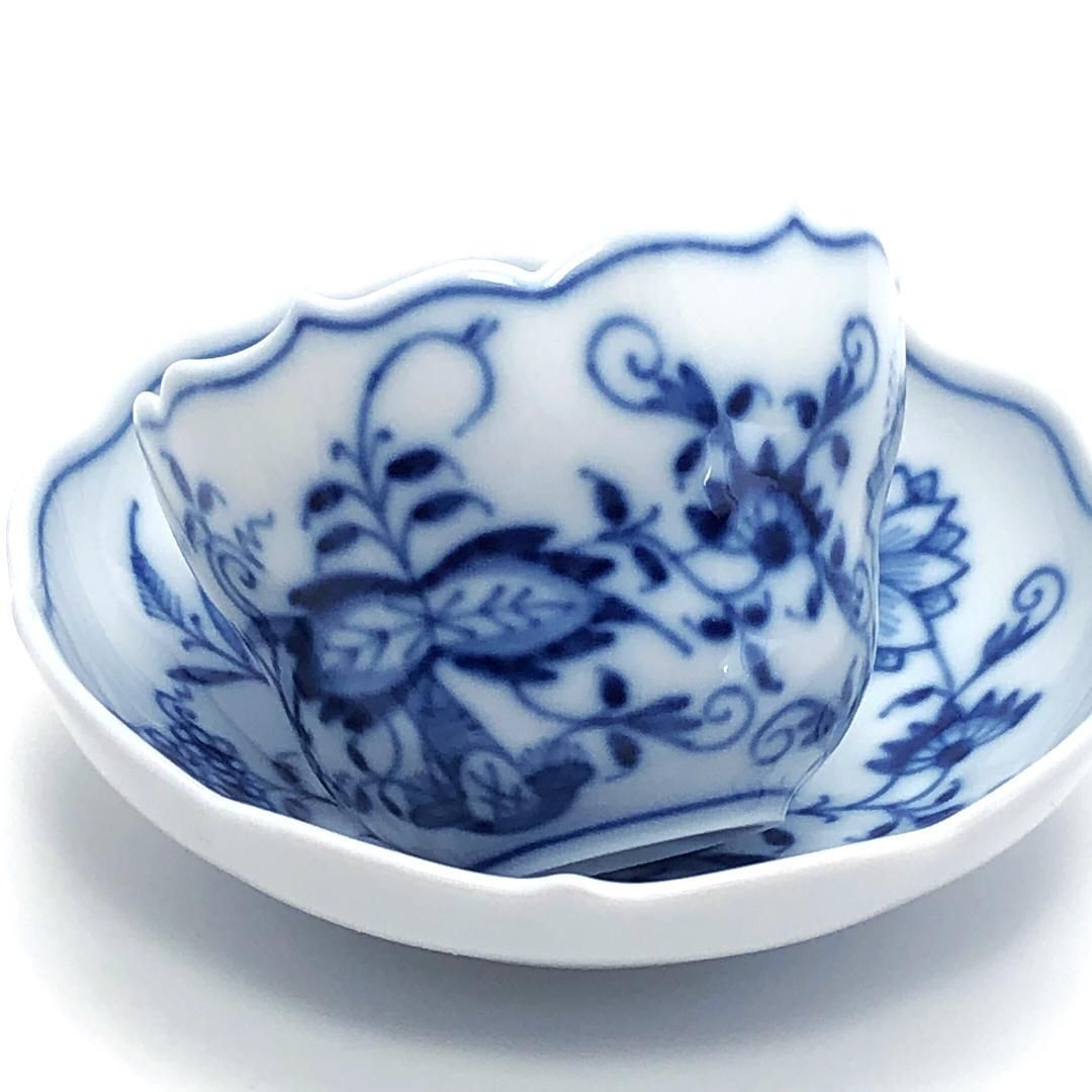 【美品・箱付】meissen マイセン／ブルーオニオン デミタス カップ＆ソーサー／陶器／フォアイト・ブルー
