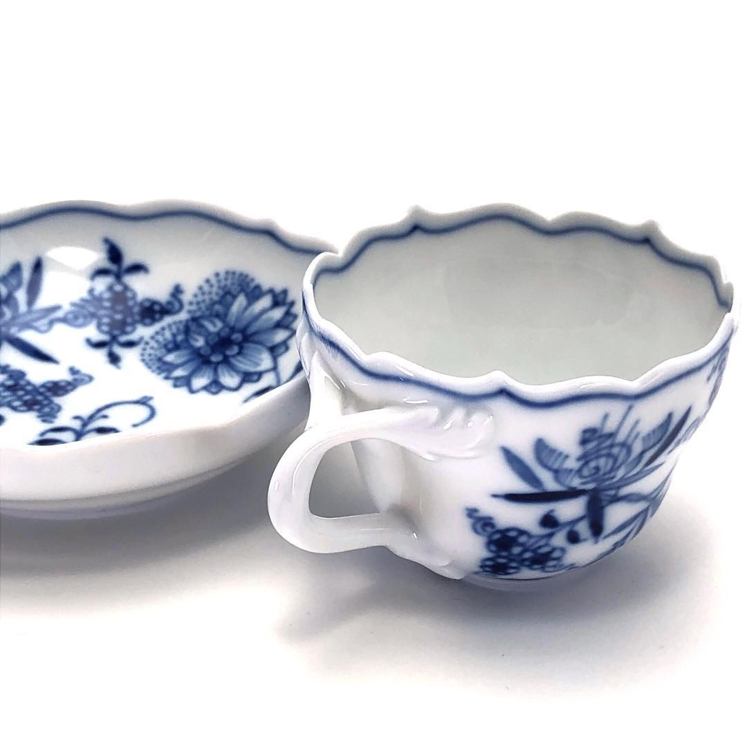 【美品・箱付】meissen マイセン／ブルーオニオン デミタス カップ＆ソーサー／陶器／フォアイト・ブルー