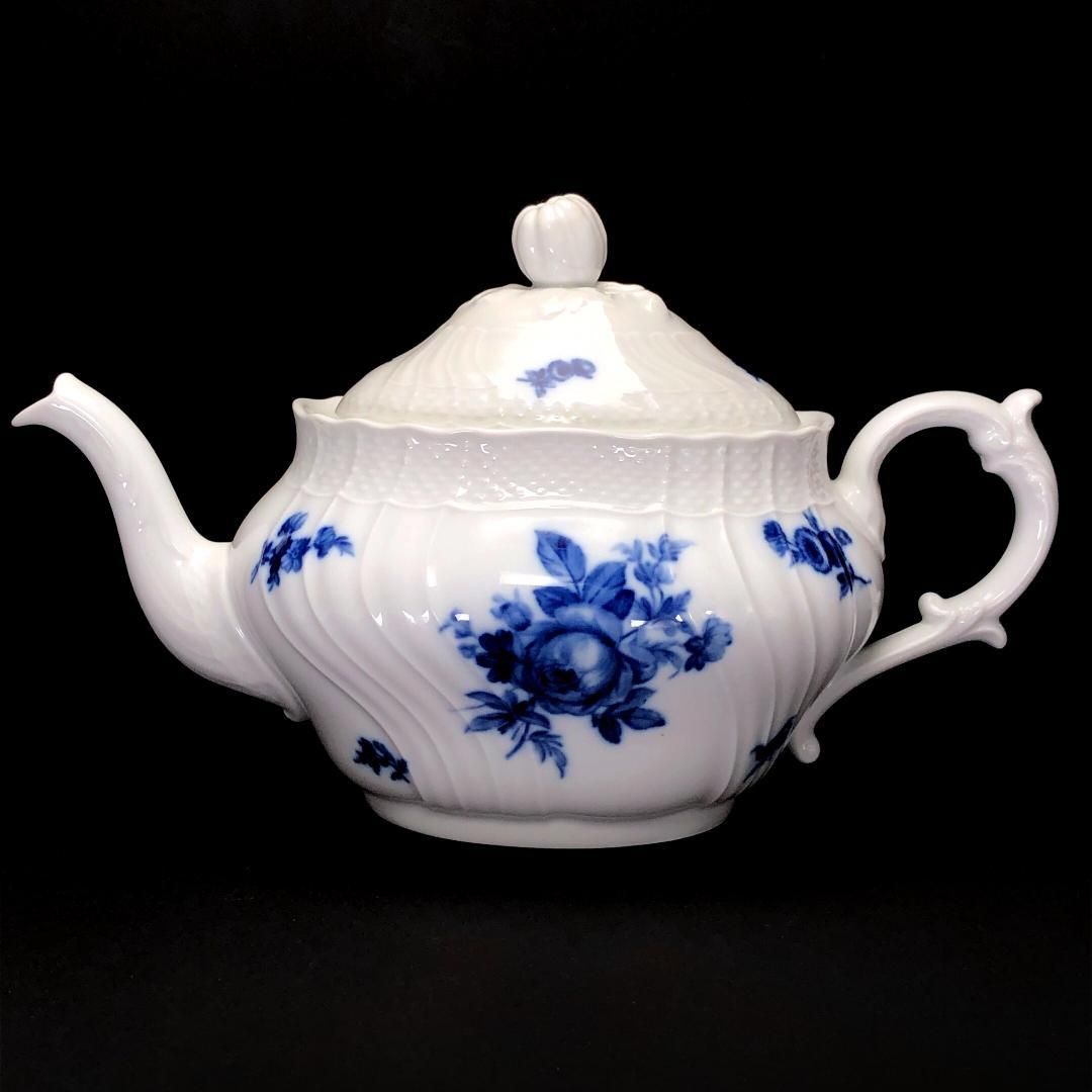 【美品】Richard Ginori リチャードジノリ／ベッキオブルー フラワーブーケ ティーポット／陶器／ホワイト・ブルー