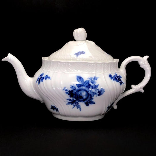 【美品】Richard Ginori リチャードジノリ／ベッキオブルー フラワーブーケ ティーポット／陶器／ホワイト・ブルー