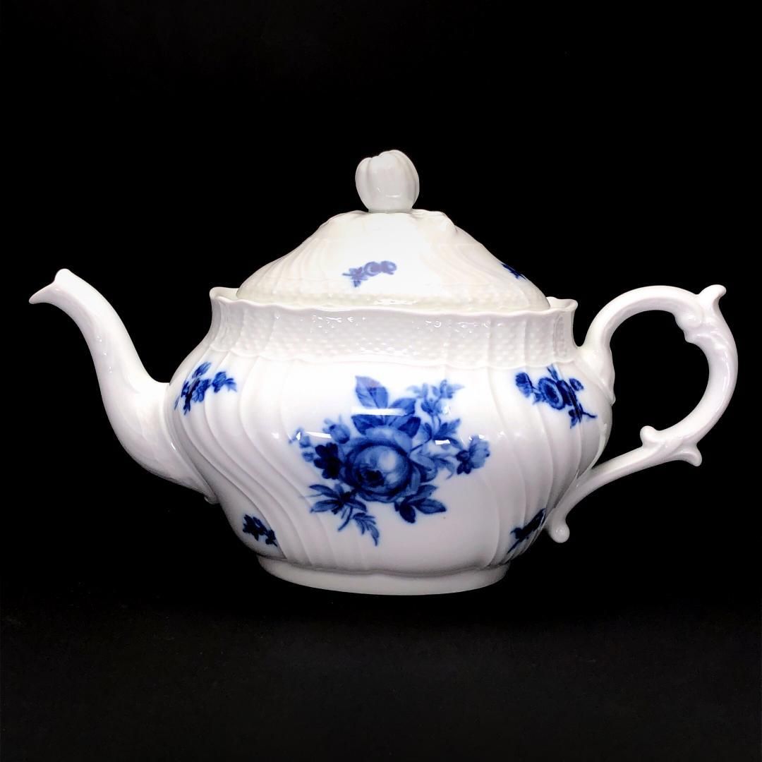【美品】Richard Ginori リチャードジノリ／ベッキオブルー フラワーブーケ ティーポット／陶器／ホワイト・ブルー