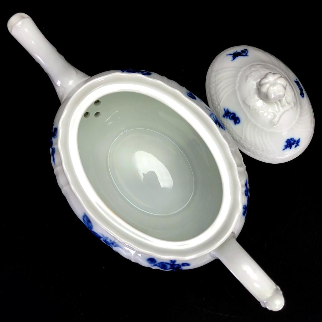 【美品】Richard Ginori リチャードジノリ／ベッキオブルー フラワーブーケ ティーポット／陶器／ホワイト・ブルー