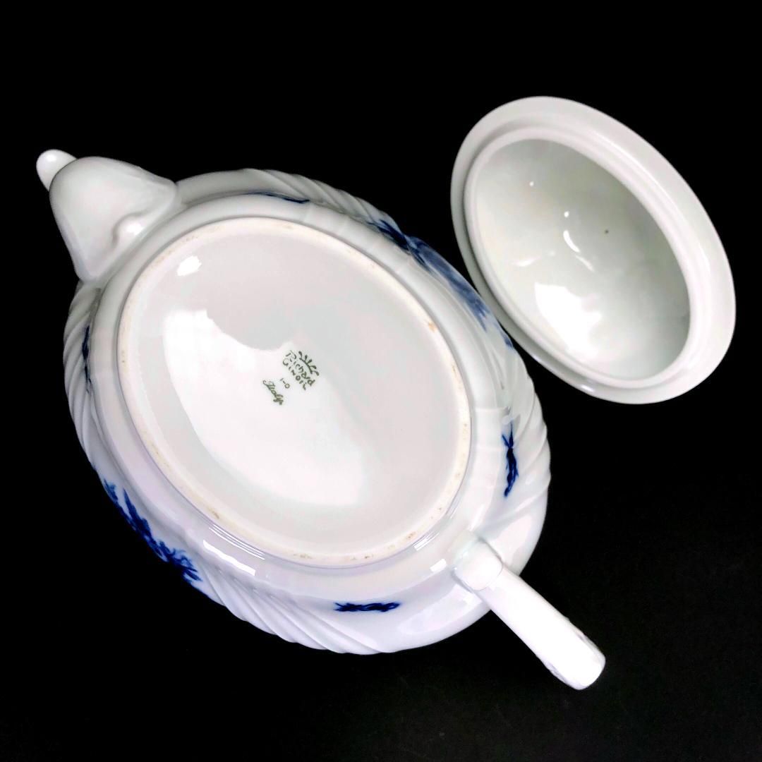 【美品】Richard Ginori リチャードジノリ／ベッキオブルー フラワーブーケ ティーポット／陶器／ホワイト・ブルー