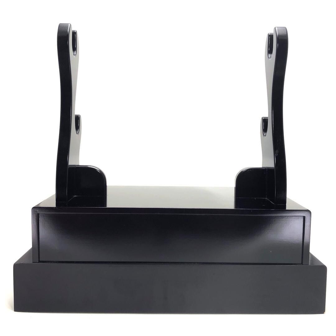 【美品】刀掛け／引出し付き 漆調 二本掛け／木製／ブラック