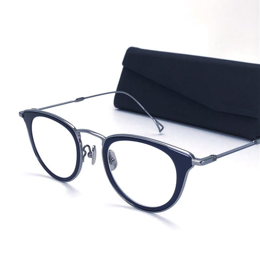 【美品・ケース付き】ISSEY MIYAKE 金子眼鏡 コラボ／メンズ 眼鏡 46□24-145／メタル・アセテート／シルバー・ブラック