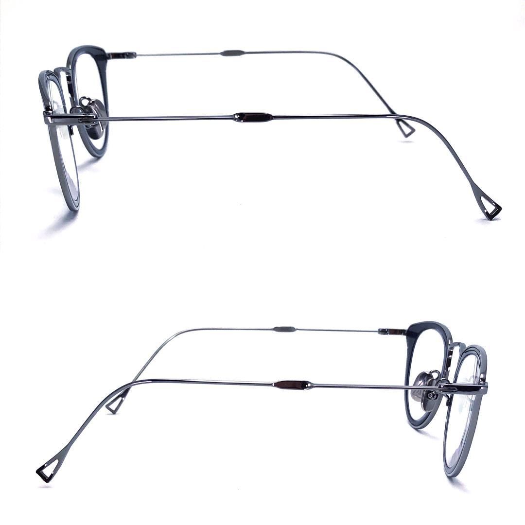 【美品・ケース付き】ISSEY MIYAKE 金子眼鏡 コラボ／メンズ 眼鏡 46□24-145／メタル・アセテート／シルバー・ブラック