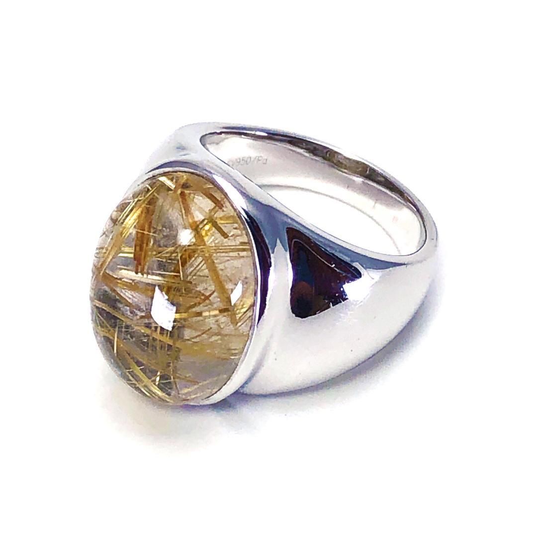 【美品】 ゴールドルチルクォーツ／16号／ ゴールドルチルクォーツ・SV925・パラジウム／シルバー・ゴールド・クリア