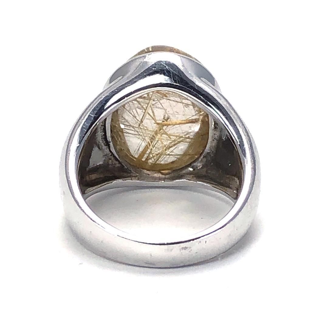 【美品】 ゴールドルチルクォーツ／16号／ ゴールドルチルクォーツ・SV925・パラジウム／シルバー・ゴールド・クリア