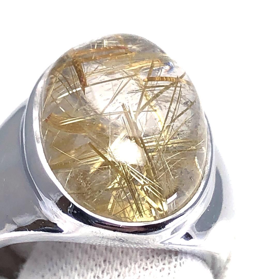 【美品】 ゴールドルチルクォーツ／16号／ ゴールドルチルクォーツ・SV925・パラジウム／シルバー・ゴールド・クリア