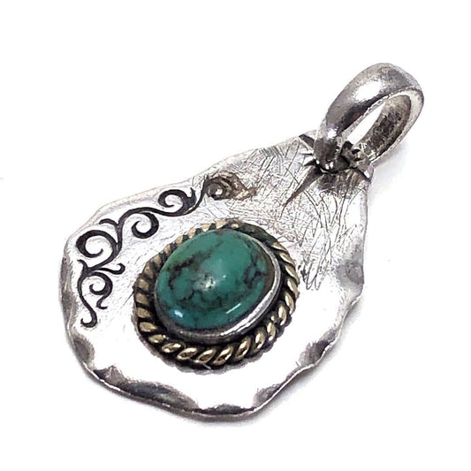 SAAD／アラベスクメタル・キングマンタ ペンダントトップ／ターコイズ・SV925／グリーン・シルバー