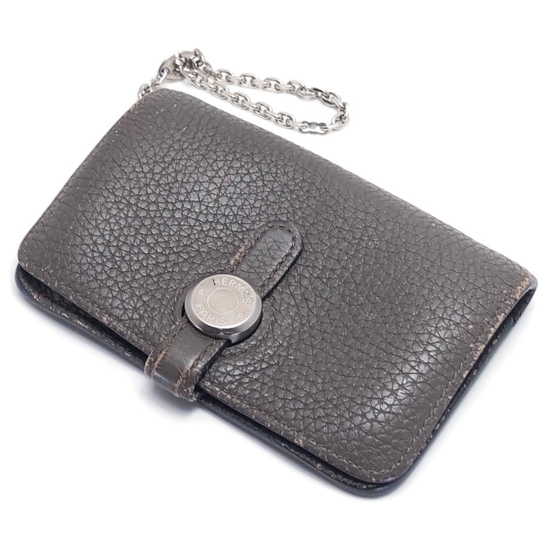 HERMES エルメス／ドゴン チェーン カードケース キーケース／レザー／トープ グレージュ