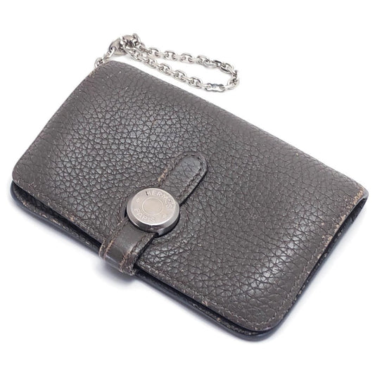 HERMES エルメス／ドゴン チェーン カードケース キーケース／レザー／トープ グレージュ