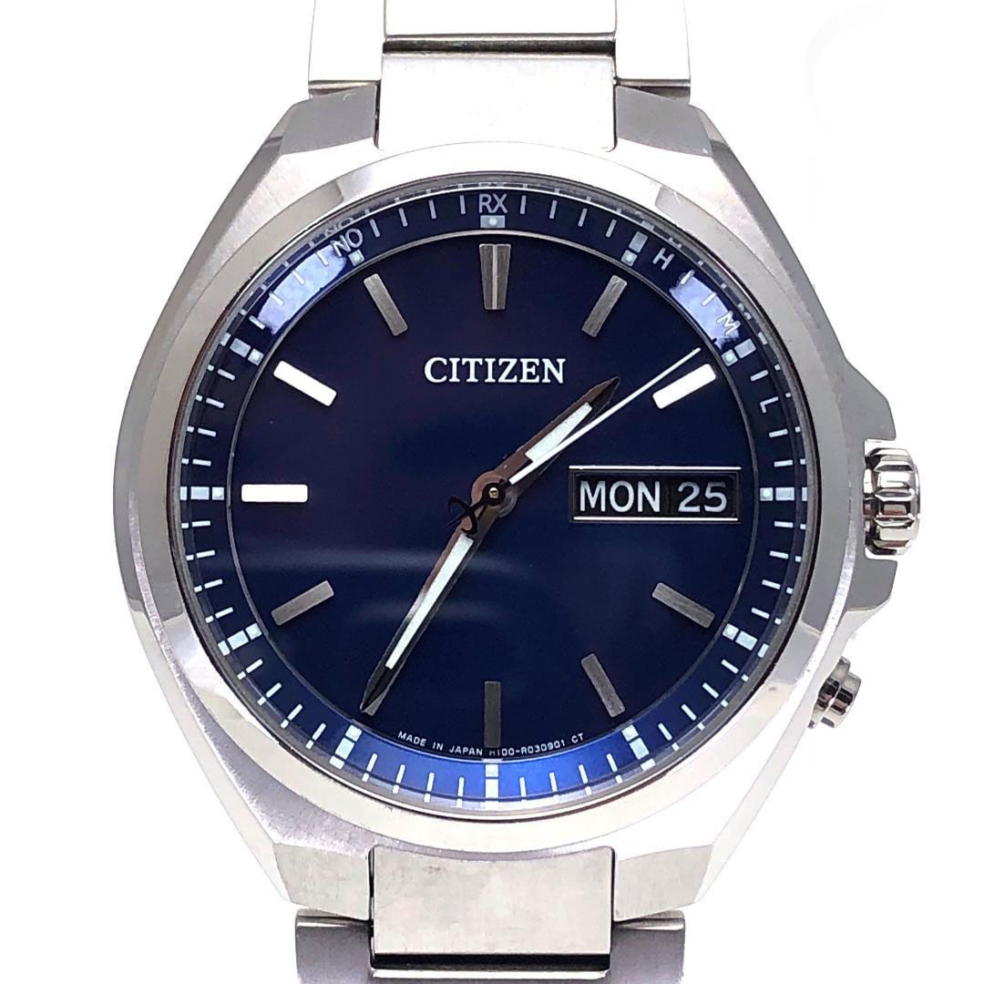 【美品】Citizen シチズン／アテッサ H100-R014234／ソーラークォーツ／チタン／シルバー・ブルー