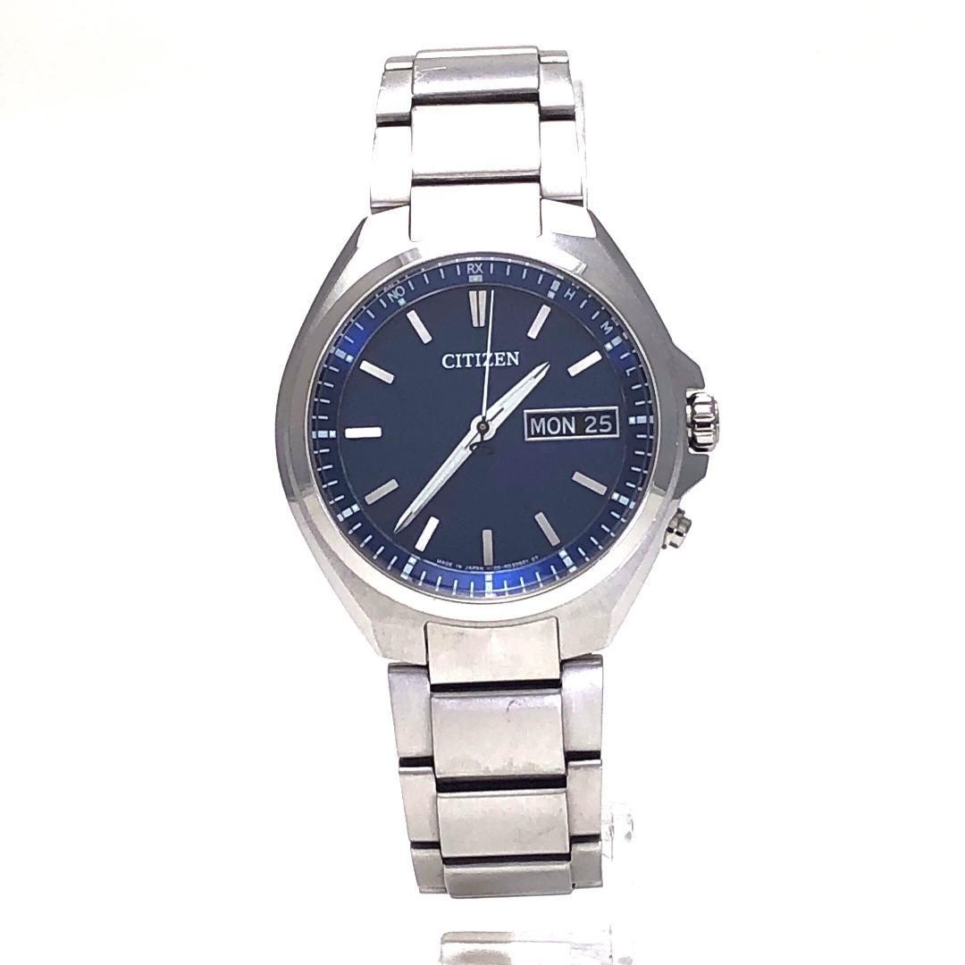 【美品】Citizen シチズン／アテッサ H100-R014234／ソーラークォーツ／チタン／シルバー・ブルー
