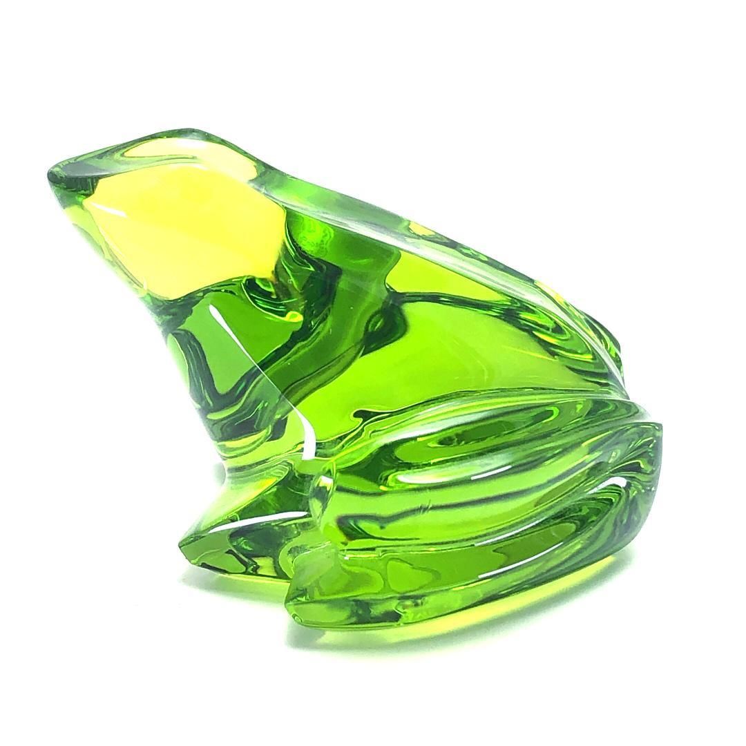 【美品】Baccarat バカラ／カエル ペーパーウェイト オーナメント／クリスタルグラス／グリーン／BC511