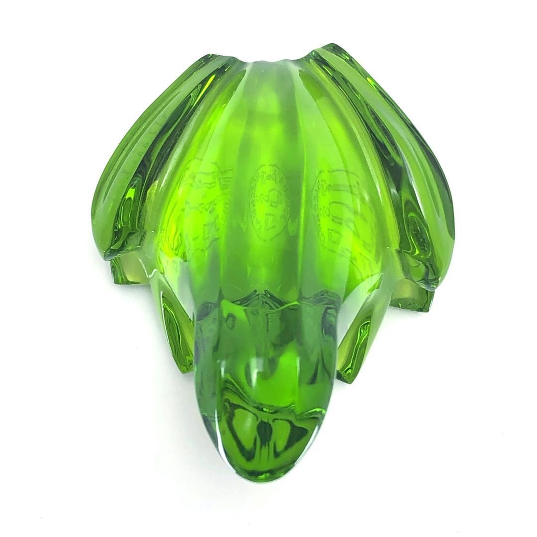 【美品】Baccarat バカラ／カエル ペーパーウェイト オーナメント／クリスタルグラス／グリーン／BC511