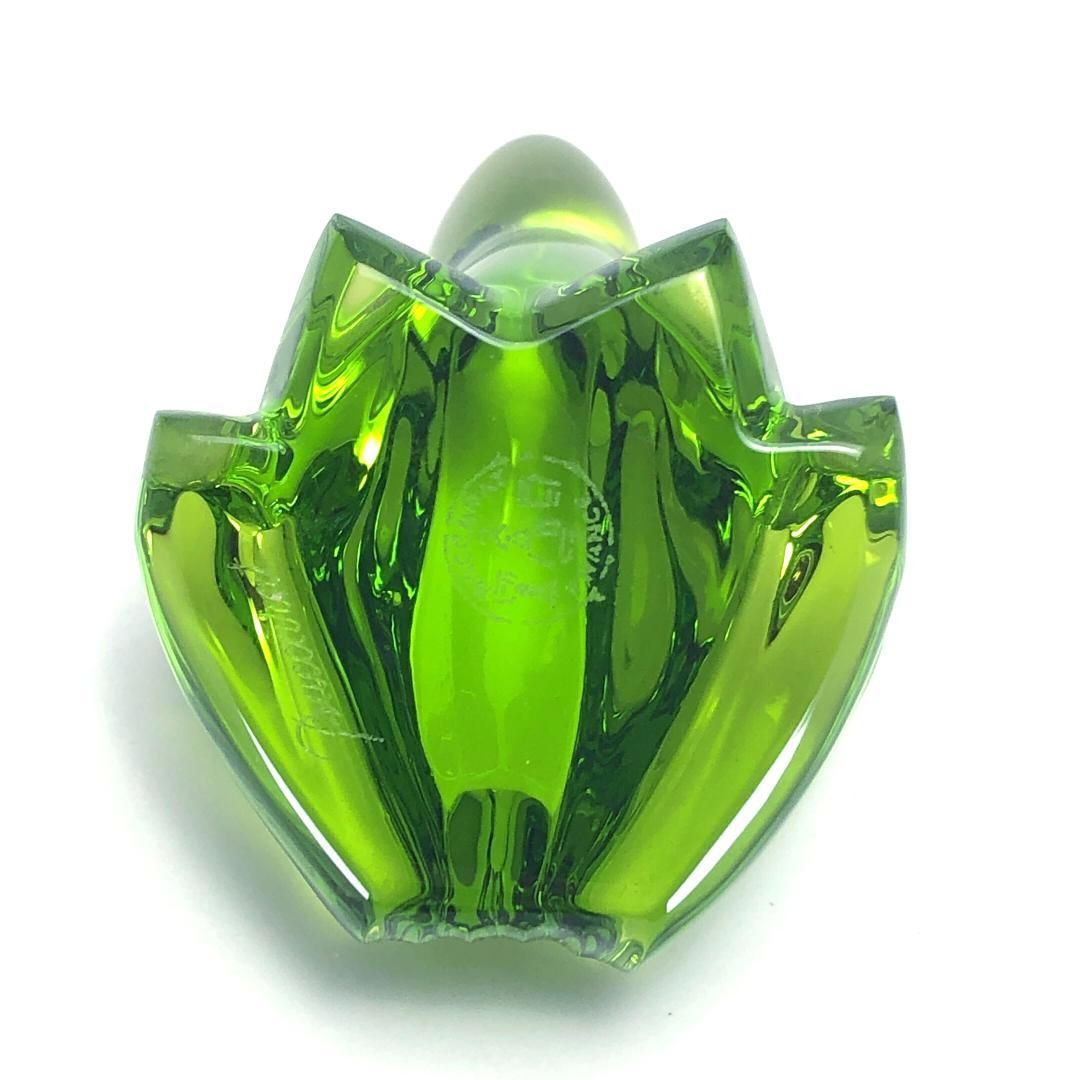 【美品】Baccarat バカラ／カエル ペーパーウェイト オーナメント／クリスタルグラス／グリーン／BC511