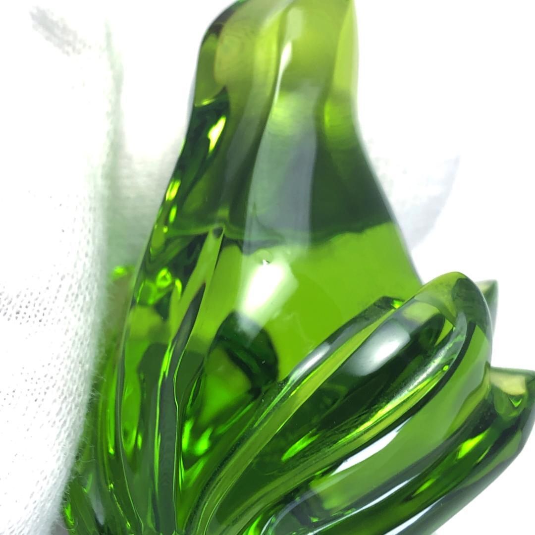 【美品】Baccarat バカラ／カエル ペーパーウェイト オーナメント／クリスタルグラス／グリーン／BC511