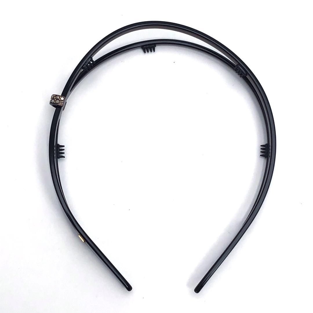 【美品・補正バンド付】Alexandre de paris アレクサンドル ドゥ パリ／カチューシャ／アセテート・スワロフスキー／ブラック・レッド