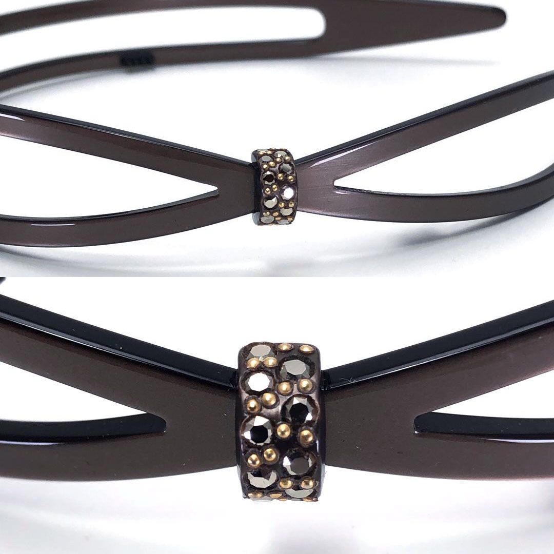 【美品・補正バンド付】Alexandre de paris アレクサンドル ドゥ パリ／カチューシャ／アセテート・スワロフスキー／ブラック・レッド