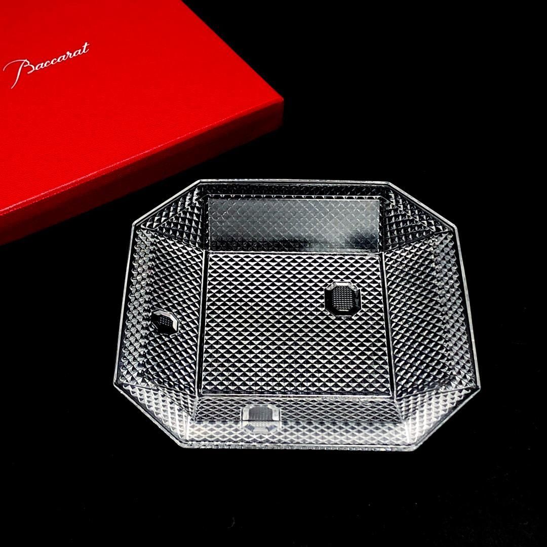 【美品・箱付き】Baccarat バカラ／プレート トレー パンピーユスクエア／クリスタルグラス／クリア／BC517