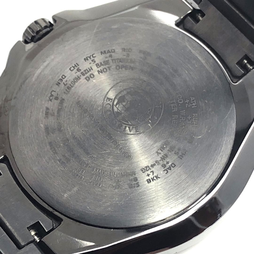 【美品】Citizen シチズン／アテッサ H128-R007971／ソーラークォーツ／チタン／ブラック・シルバー