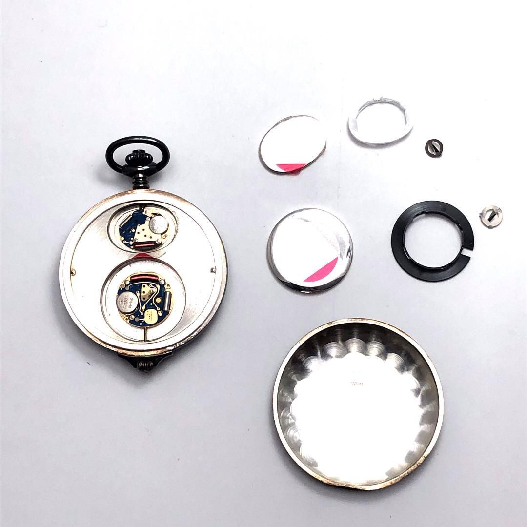 【訳あり・美品・電池交換済み】TECHNOS テクノス／SV925製ケース 懐中時計 178040.20.53／クォーツ／SV925（ケースのみ）／シルバー・ホワイト