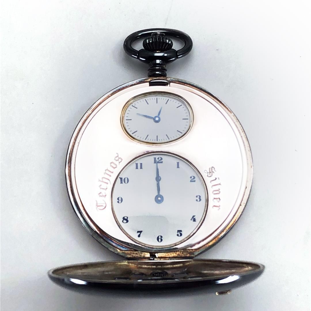 【訳あり・美品・電池交換済み】TECHNOS テクノス／SV925製ケース 懐中時計 178040.20.53／クォーツ／SV925（ケースのみ）／シルバー・ホワイト