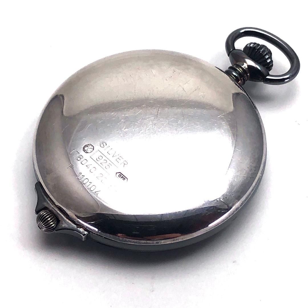 【訳あり・美品・電池交換済み】TECHNOS テクノス／SV925製ケース 懐中時計 178040.20.53／クォーツ／SV925（ケースのみ）／シルバー・ホワイト