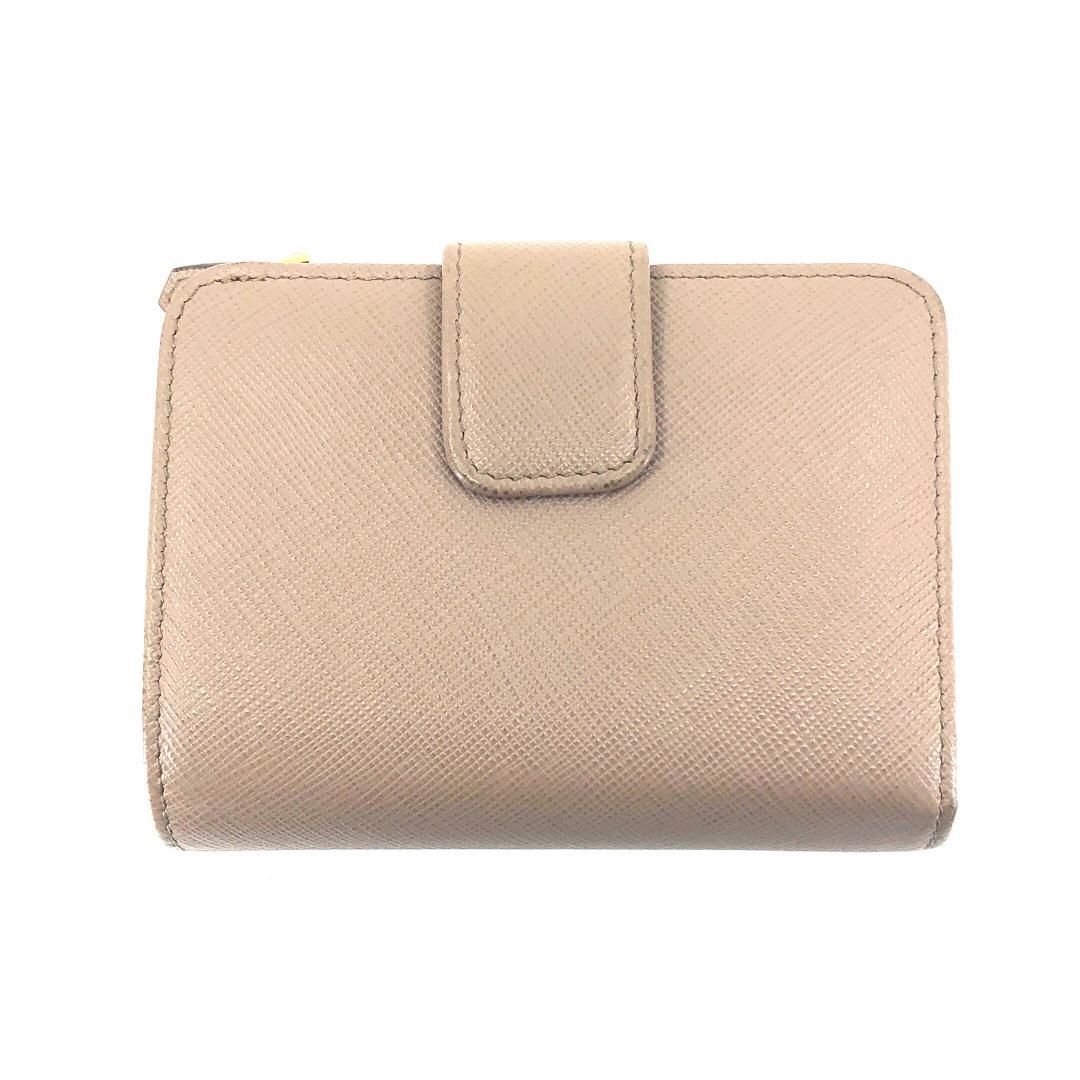 【美品】PRADA プラダ／二つ折り財布  ML018/230-A／商品名／サフィアーノレザー／ピンクベージュ