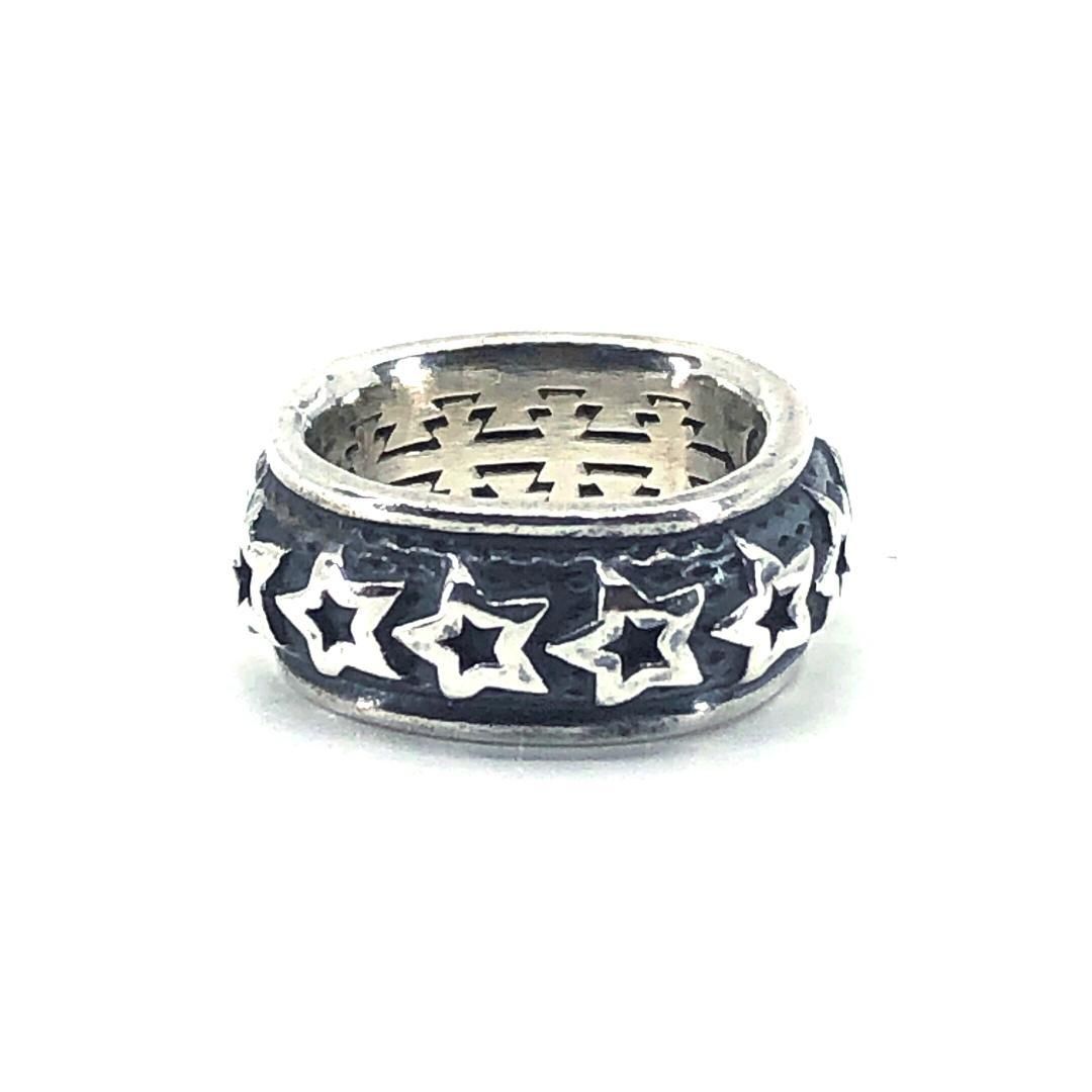 【美品・ギャラC・保管袋付き】CODY SANDERSON コディサンダーソン／メンズ ホロウスター スクエア リング 指輪／星／SV925／シルバー