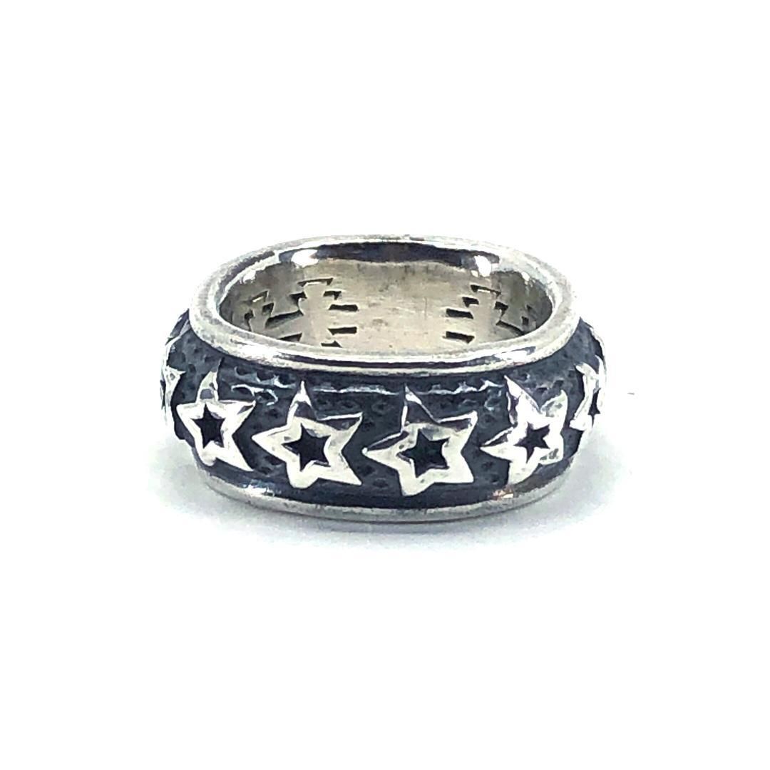 【美品・ギャラC・保管袋付き】CODY SANDERSON コディサンダーソン／メンズ ホロウスター スクエア リング 指輪／星／SV925／シルバー