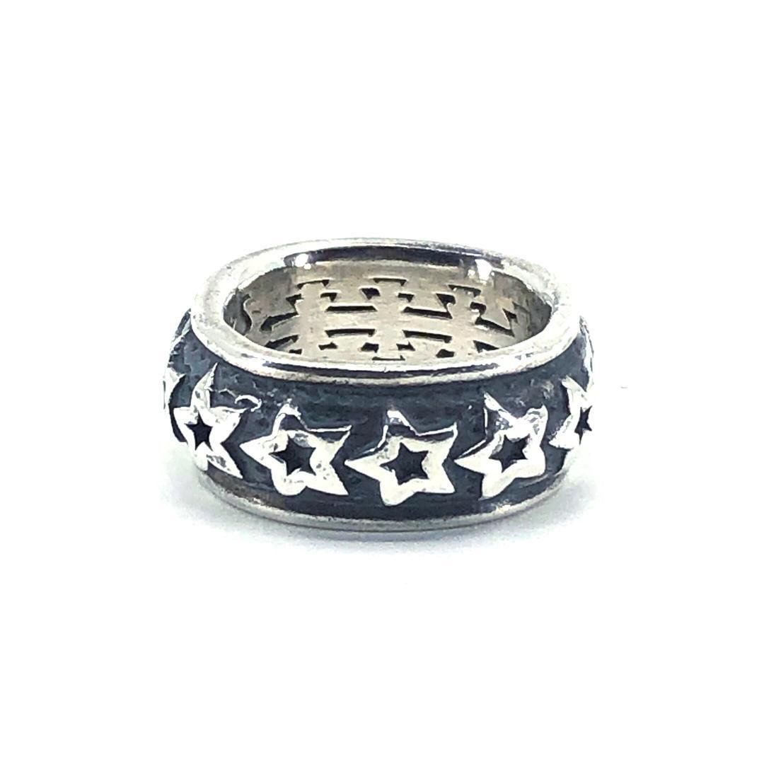 【美品・ギャラC・保管袋付き】CODY SANDERSON コディサンダーソン／メンズ ホロウスター スクエア リング 指輪／星／SV925／シルバー