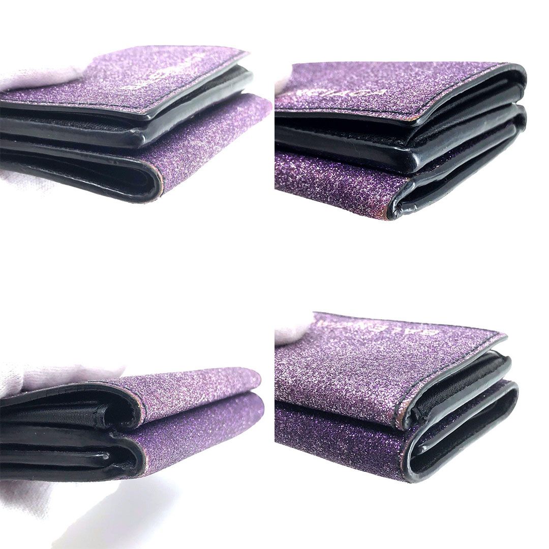 BALENCIAGA バレンシアガ／三つ折り財布 コンパクトウォレット ミニ財布名／レザー・ラメ／パープル