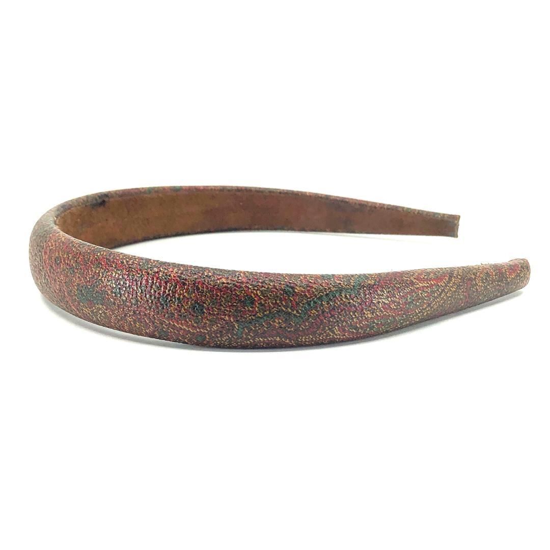 Etro エトロ／カチューシャ／ペイズリー ／レザー／ブラウン