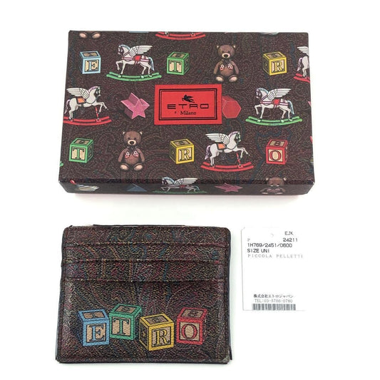 【箱付】Etro エトロ／カードケース 1H769/2451/0600／ポップ＆ペイズリー／レザー／ブラウン