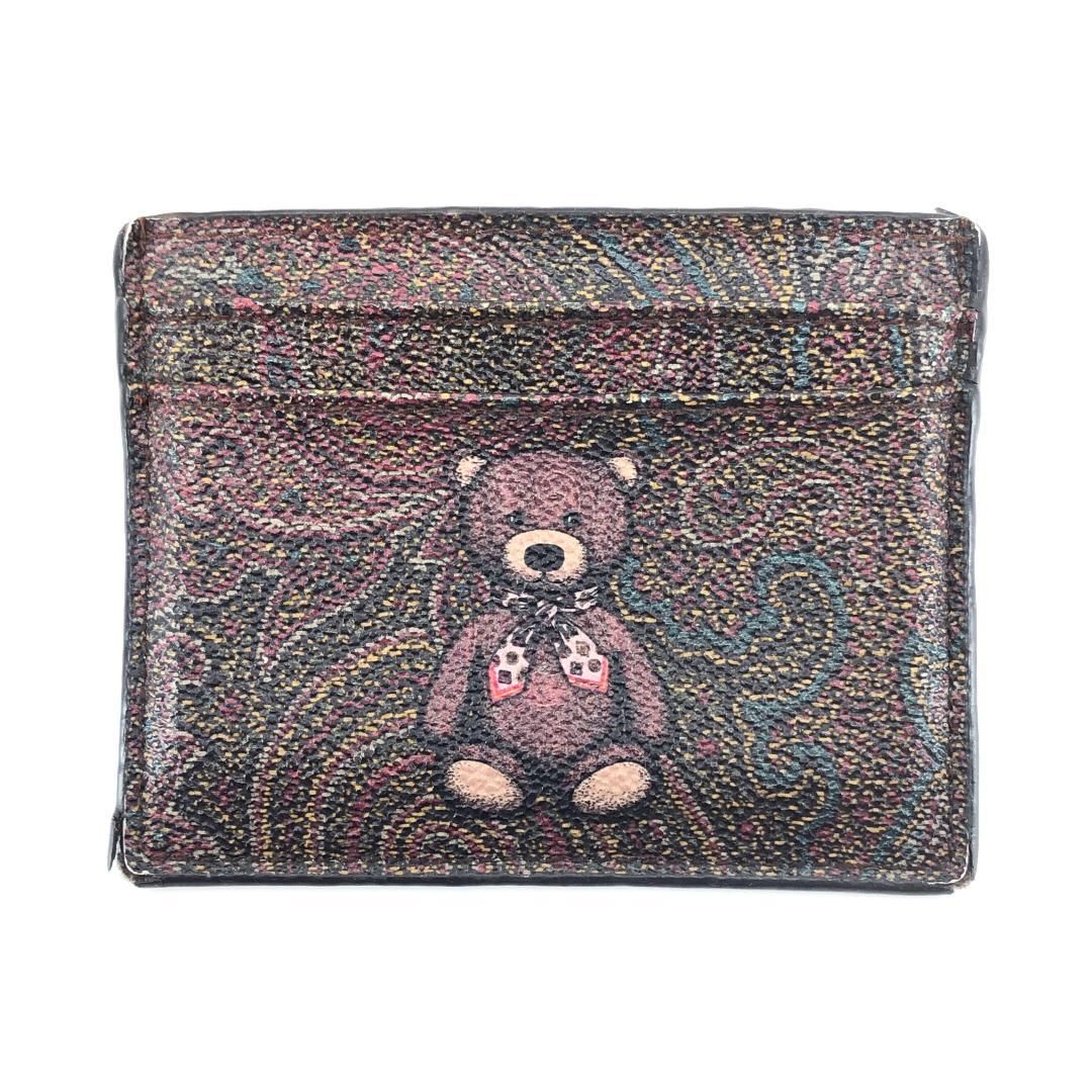 【箱付】Etro エトロ／カードケース 1H769/2451/0600／ポップ＆ペイズリー／レザー／ブラウン