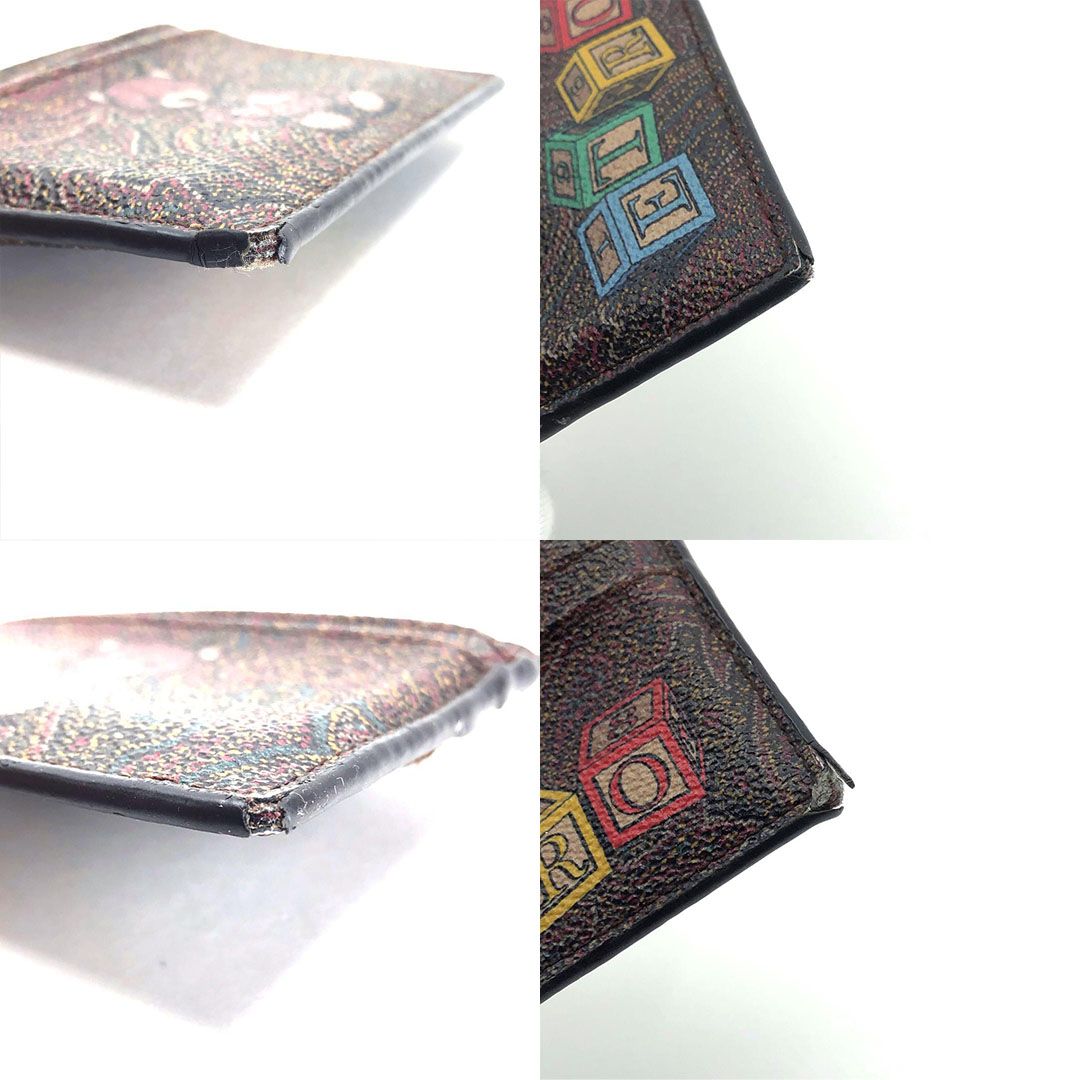 【箱付】Etro エトロ／カードケース 1H769/2451/0600／ポップ＆ペイズリー／レザー／ブラウン