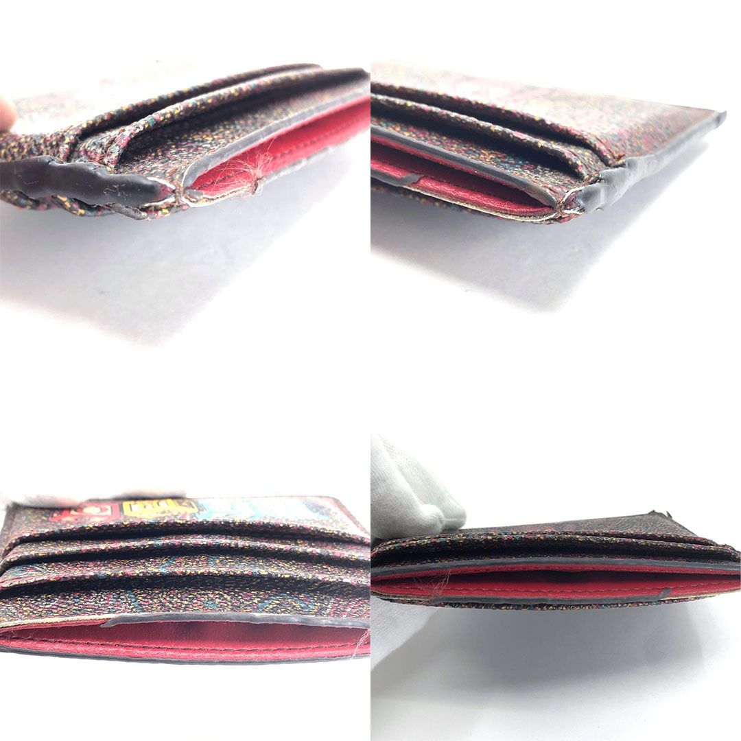 【箱付】Etro エトロ／カードケース 1H769/2451/0600／ポップ＆ペイズリー／レザー／ブラウン