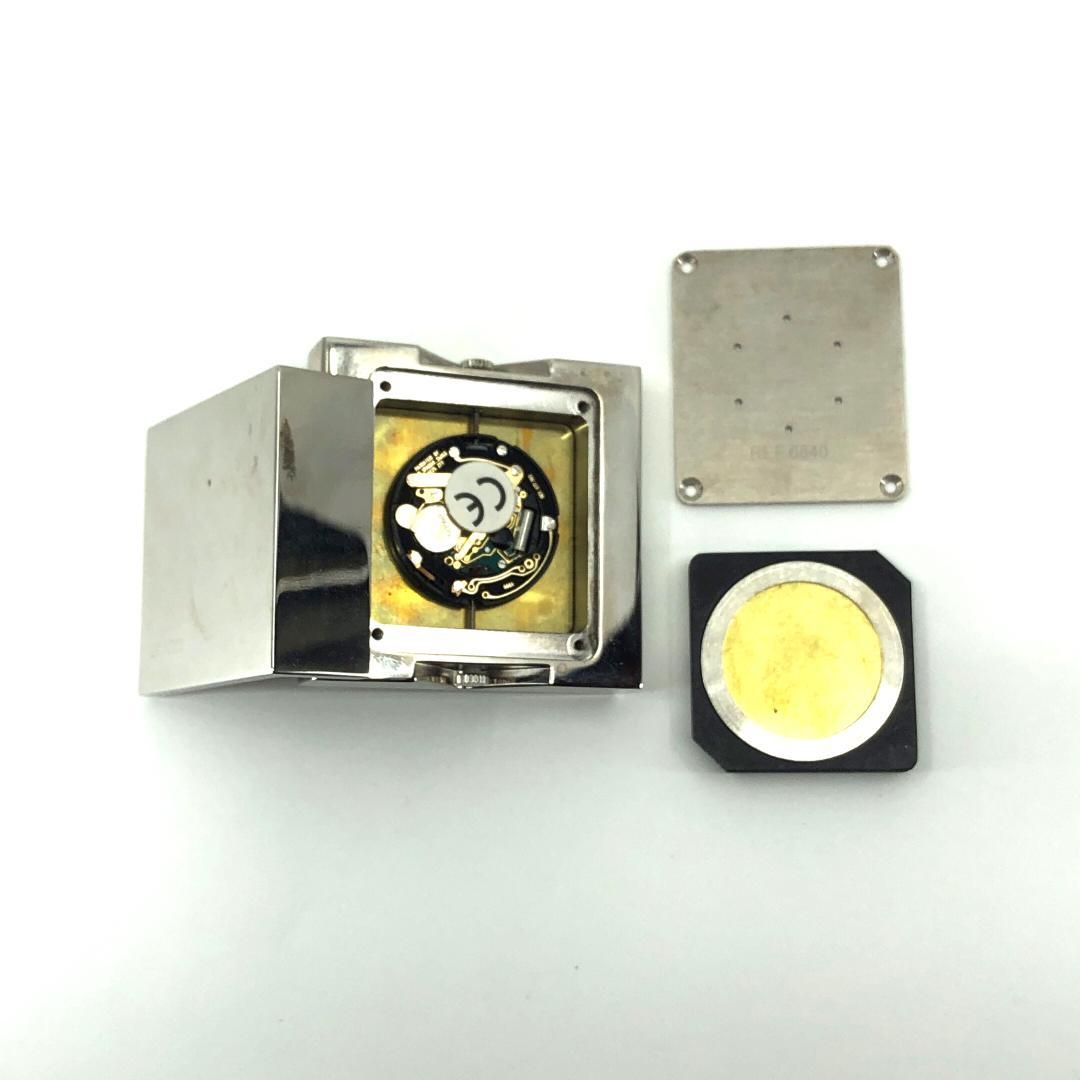 【美品・電池交換済・レザーケース付】GUCCI グッチ／トラベルクロック 置き時計 0840／クォーツ／カバー／ステンレス／ブラック