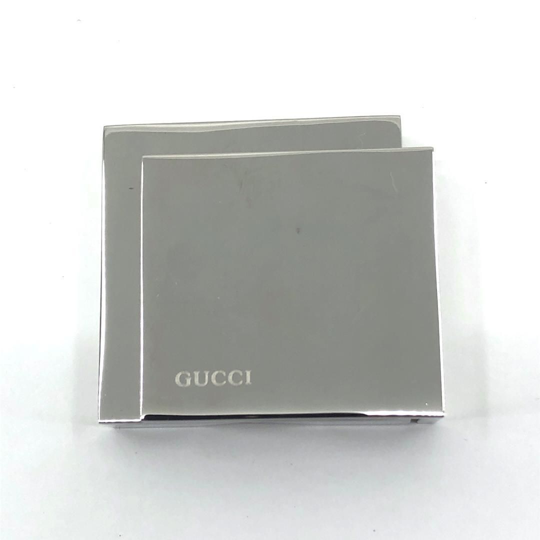 【美品・電池交換済・レザーケース付】GUCCI グッチ／トラベルクロック 置き時計 0840／クォーツ／カバー／ステンレス／ブラック