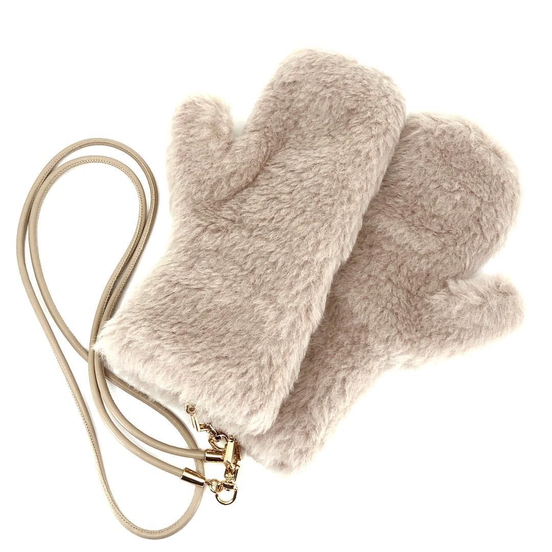 【美品】Max Mara マックスマーラ／テディベア レディース手袋 456606／SM／アルパカ・羊毛／ベージュ