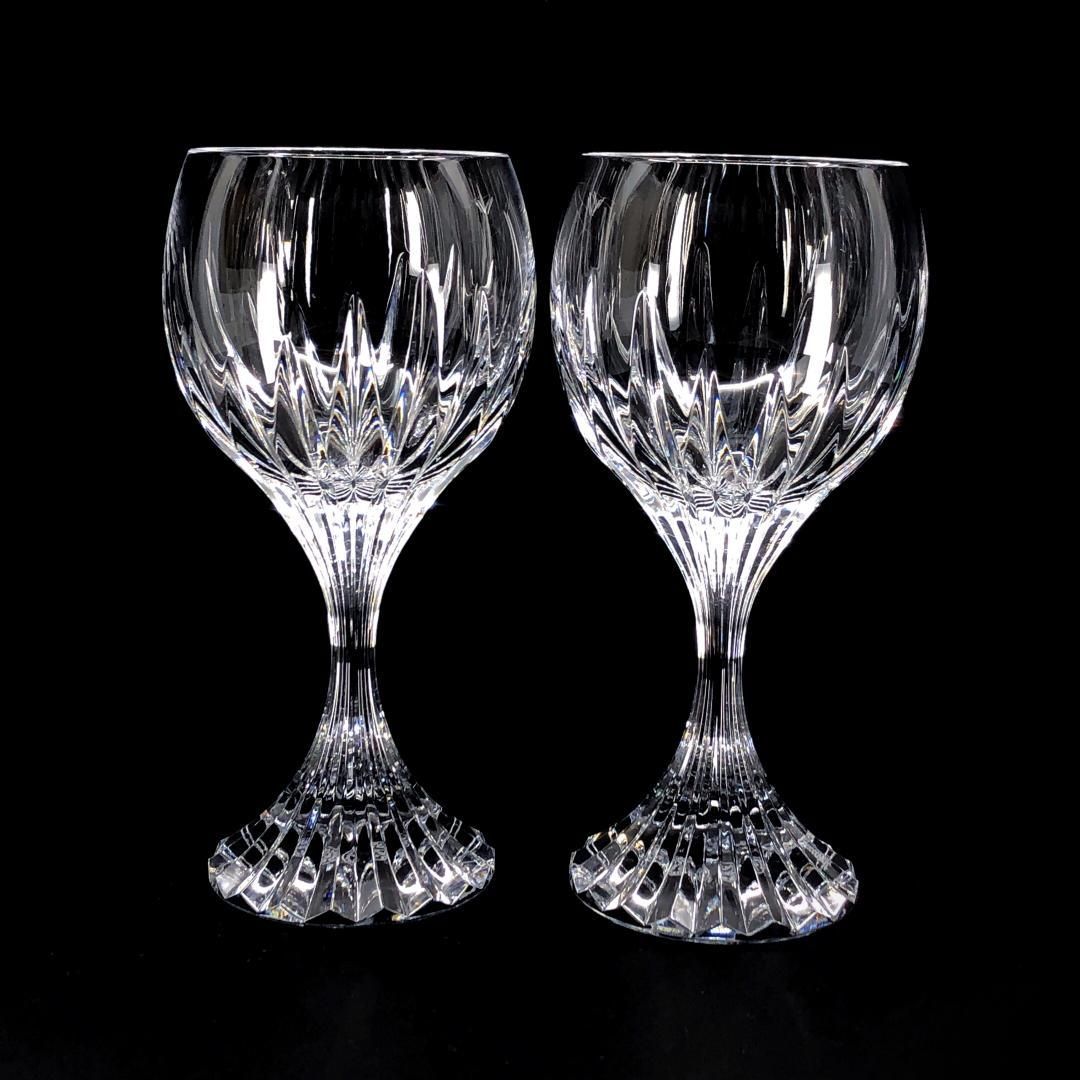 【美品・箱付き】Baccarat バカラ／マッセナ ペア ワイングラス／クリスタルグラス／クリア／BC524