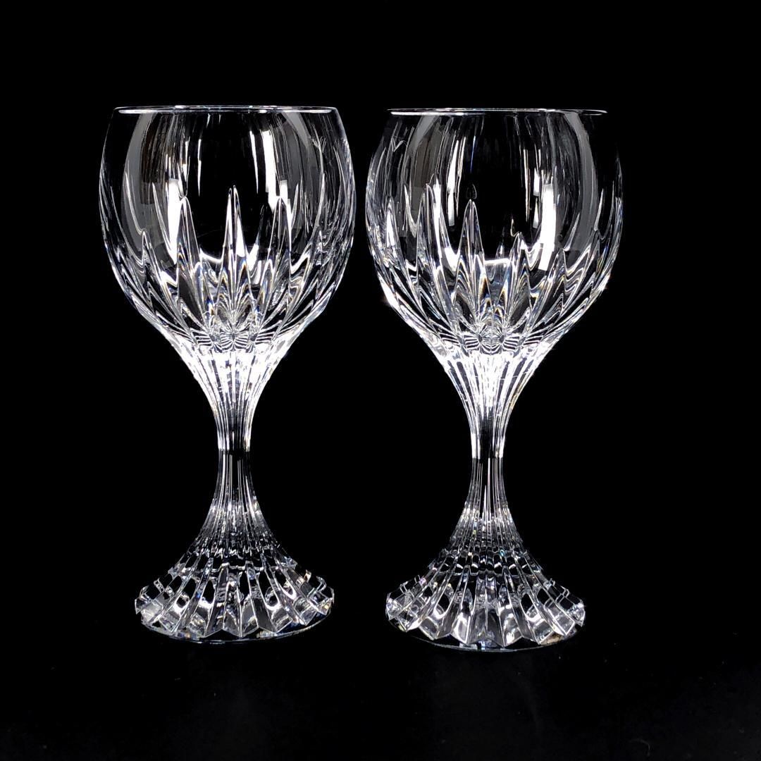 【美品・箱付き】Baccarat バカラ／マッセナ ペア ワイングラス／クリスタルグラス／クリア／BC524