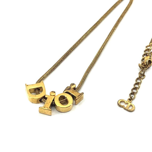 【美品】Christian Dior クリスチャンディオール／ロゴ ネックレス／GP／ゴールド